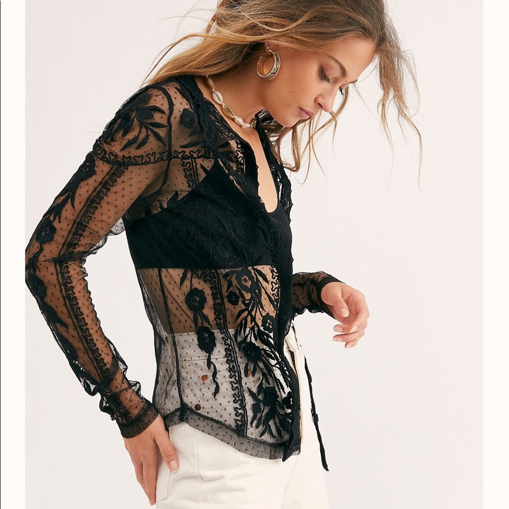 Free People Black New Attitude Top